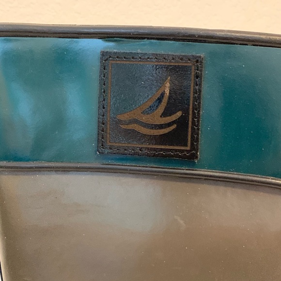 SPERRY WOMENS GET WET RAIN BOOTS GRAY HUNTER GREEN BLACK TALL SIZE 8 - Picture 5 of 8